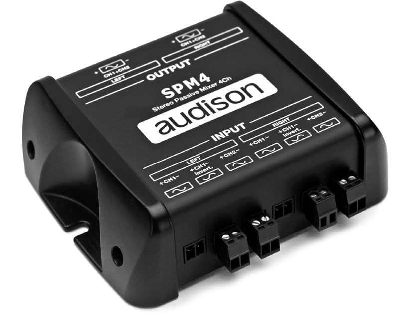 Audison SPM4 stereo passive mixer (4-channel).
