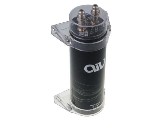 AIV 1F car audio capacitor with digital voltmeter (1.0 Farad)