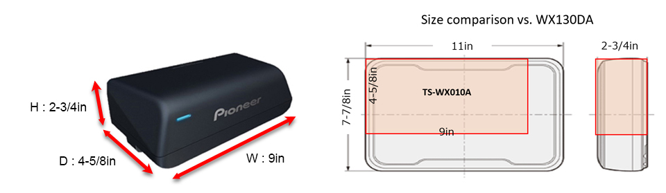 Pioneer TS-WX010A active subwoofer.
