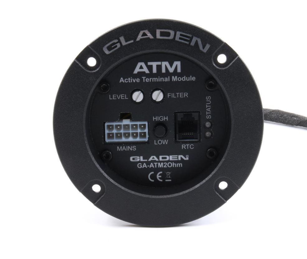 Gladen ATM2 (D class) power amplifier inside subwoofer box (mono, 2 Ohm).