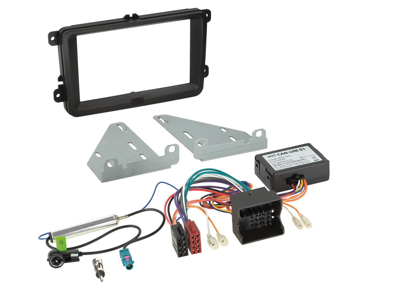 Skoda (->2015), Seat, VW fascia plate kit with CAN Bus adapter (2DIN). 621320-30