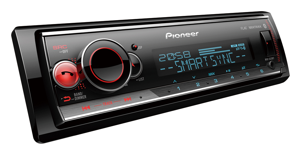Pioneer MVH-S520BT receiver with USB, Bluetooth.