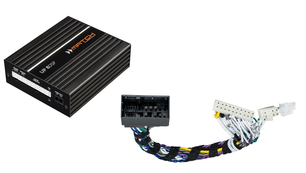 Match UP 8DSP + BMW 1.7HiFi (UP 8BMW ver.2) power amplifier (8-channel) with DSP for BMW.