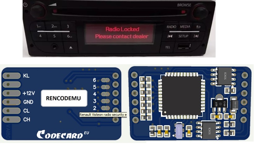Opel Movano, Renault... Visteon car radio retrofit. RENCODEMU