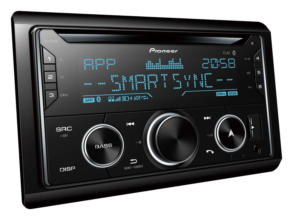 Pioneer FH-S720BT receiver with USB, CD, Bluetooth.
