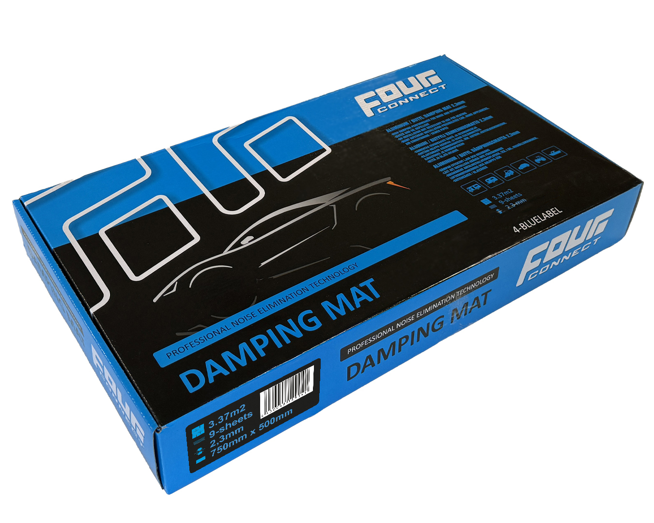 FOUR BlueLabel self-adhesive damping mat, bulk pack (2.3 mm., 3.37 m²).