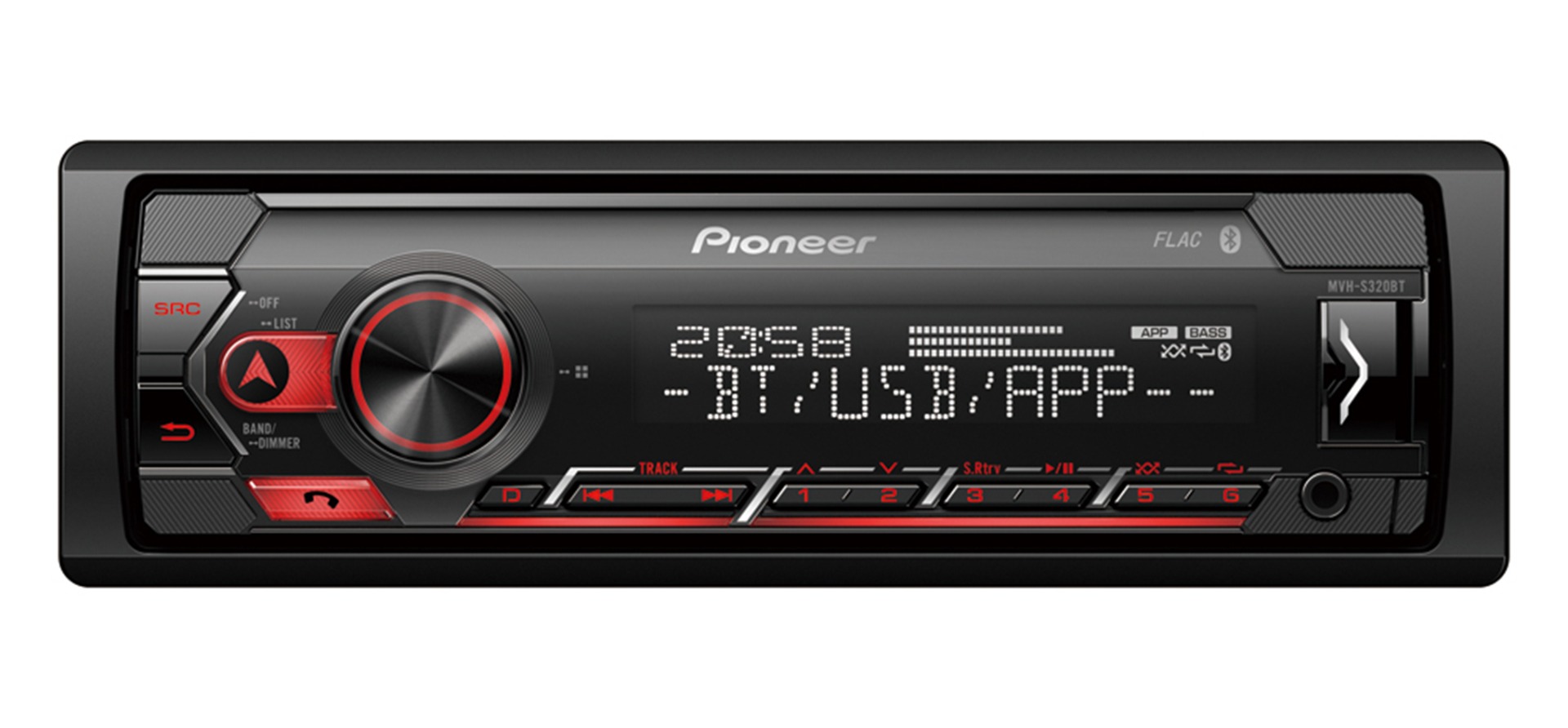 Pioneer MVH-S320BT receiver with USB, Bluetooth.