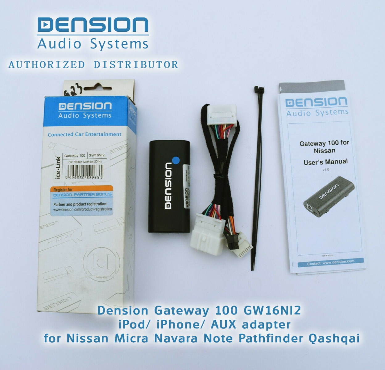 Dension adapter iPhone, AUX (replaces CD changer) for Nissan (->2007). GW16NI2