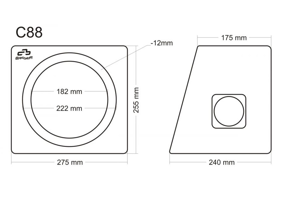 Subwoofer box for 8" speaker (200 mm). MDF.01.BK