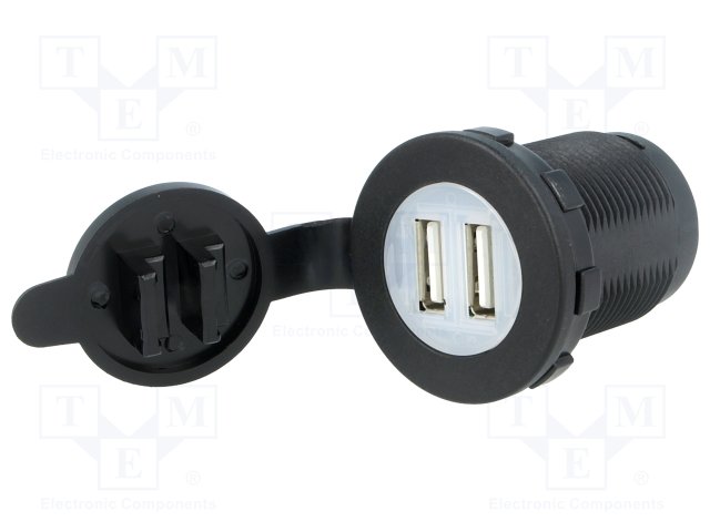 USB car charger with cover (2 x 2,4 A).